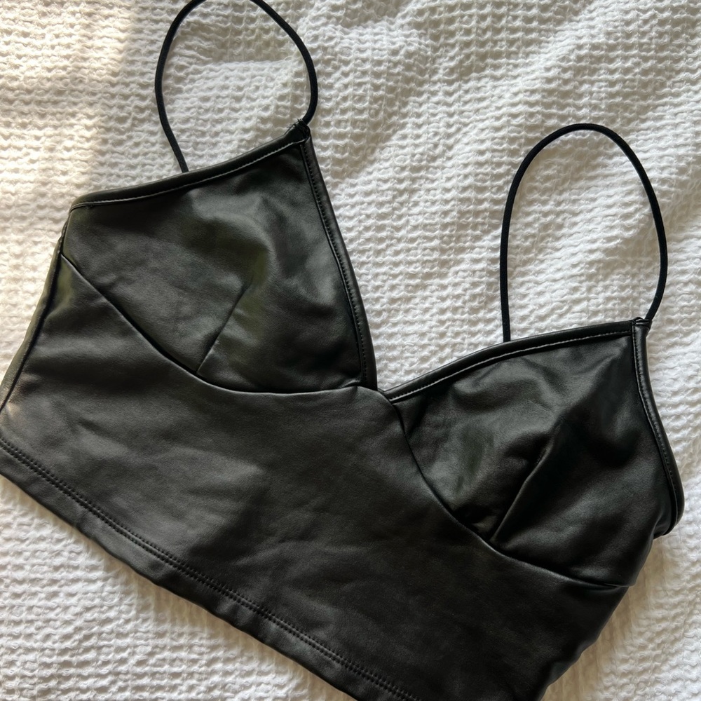 Black Leather Tank Top